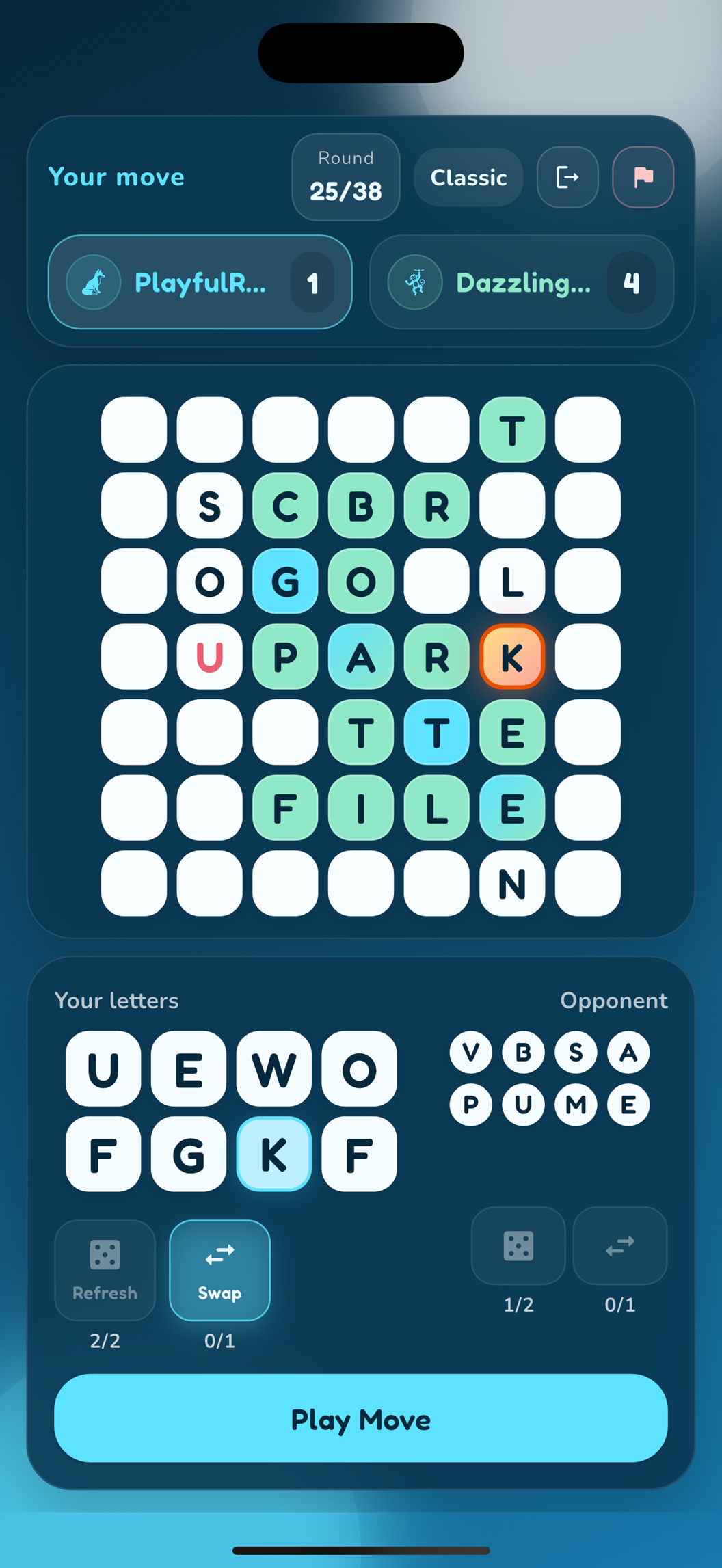 Tictacword game board screenshot