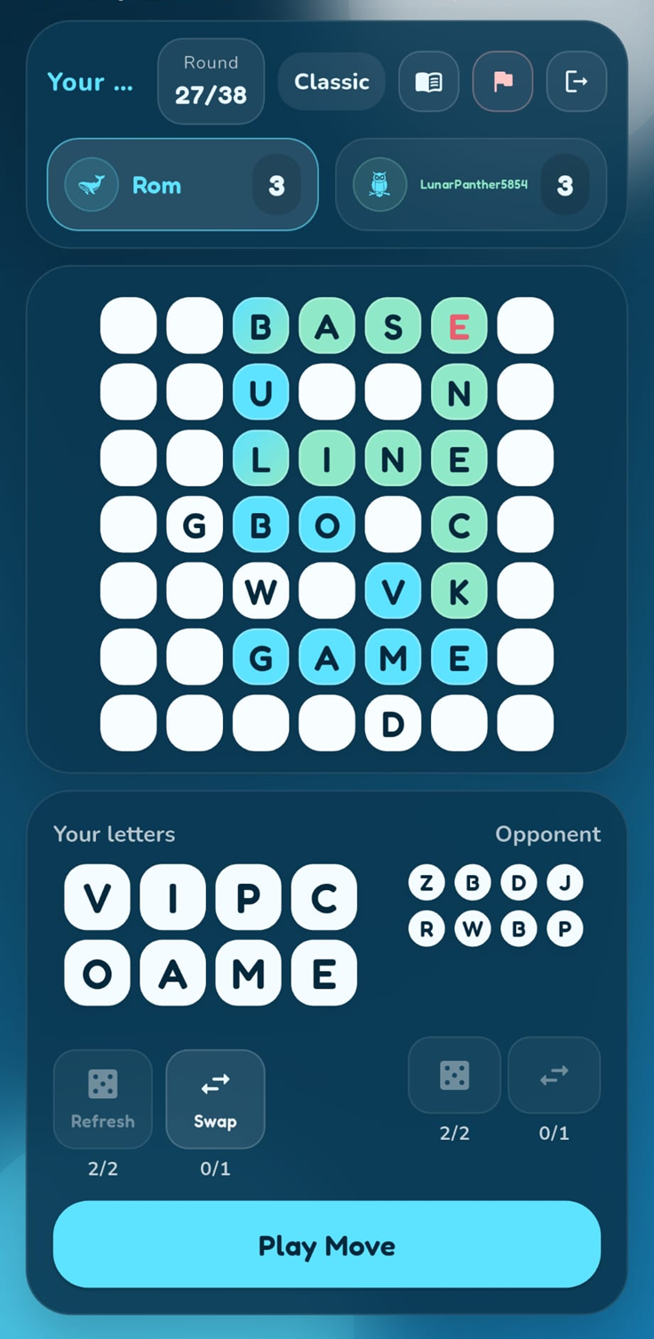 Tictacword active matches screenshot
