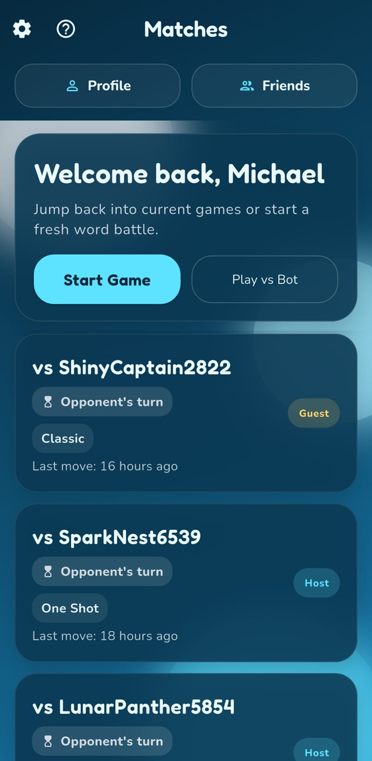 Tictacword friends and invites screenshot
